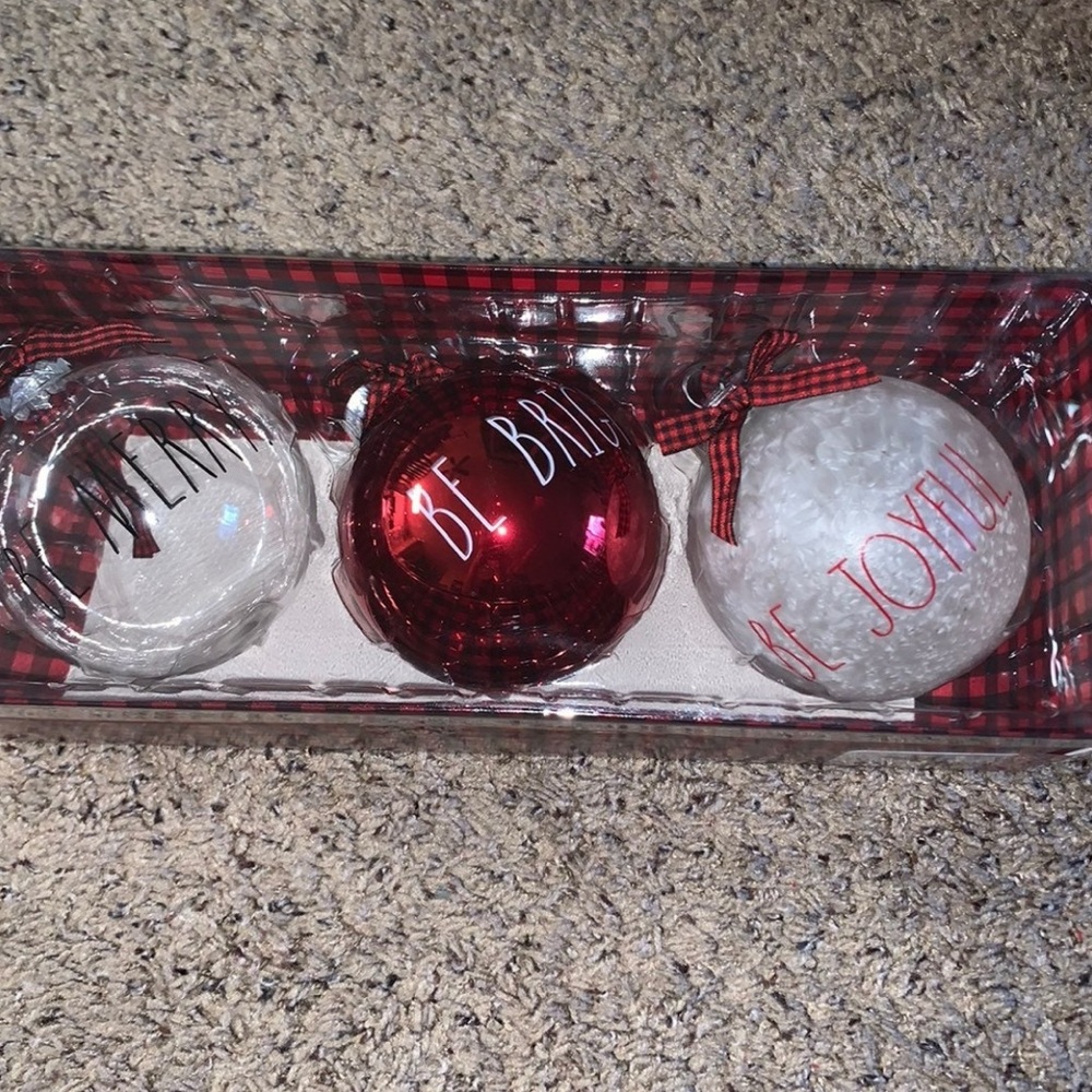 Rae Dunn Red and White Holiday Ornaments oversized